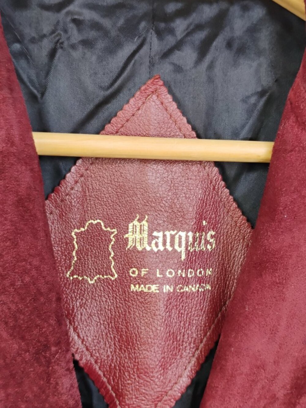 Marquis of London Women’s Vintage Suede Burgundy Long Jacket Size 6-8 - Picture 3 of 14